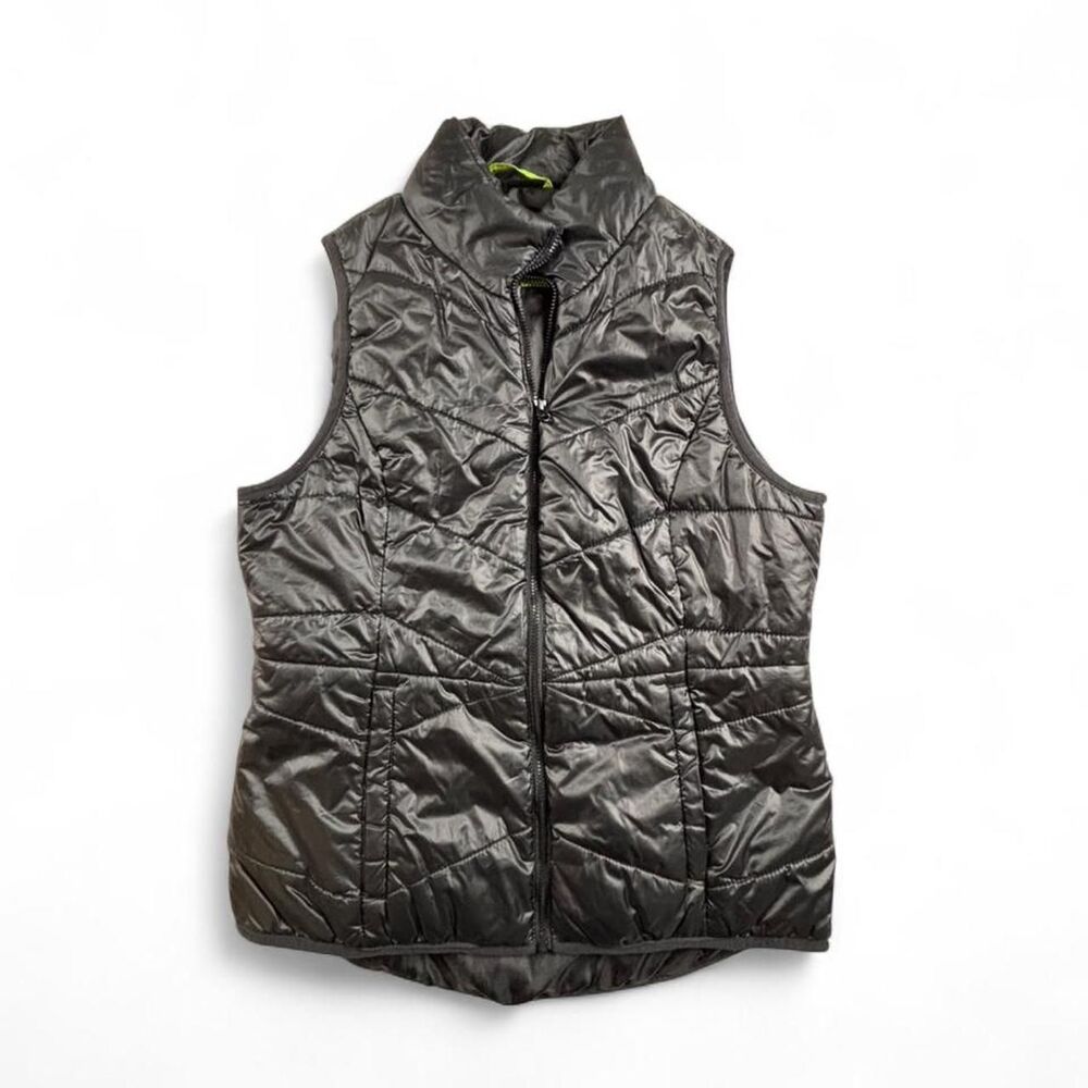 Black Puffer Vest Womens M Quilted Zip Up Lightweight Gilet Athleisure Layering